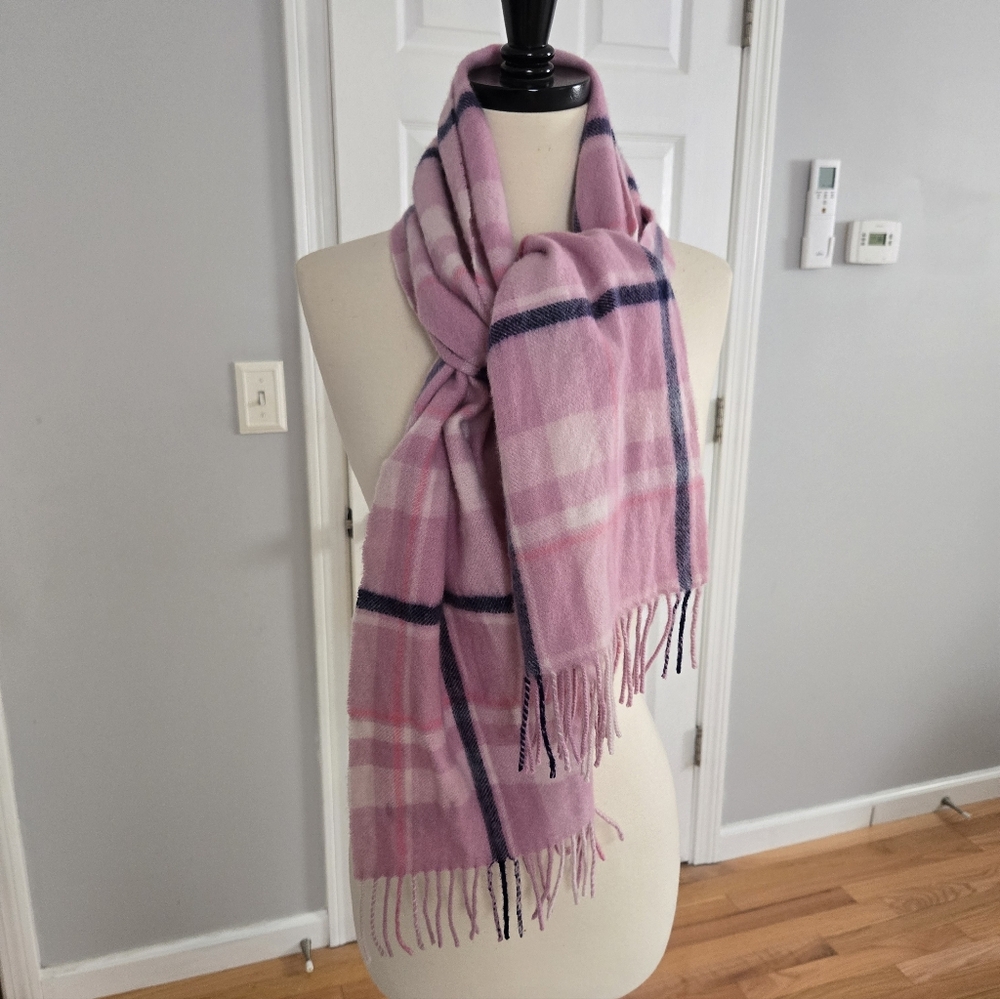 Pink Plaid Fringe Cashmir Scarf